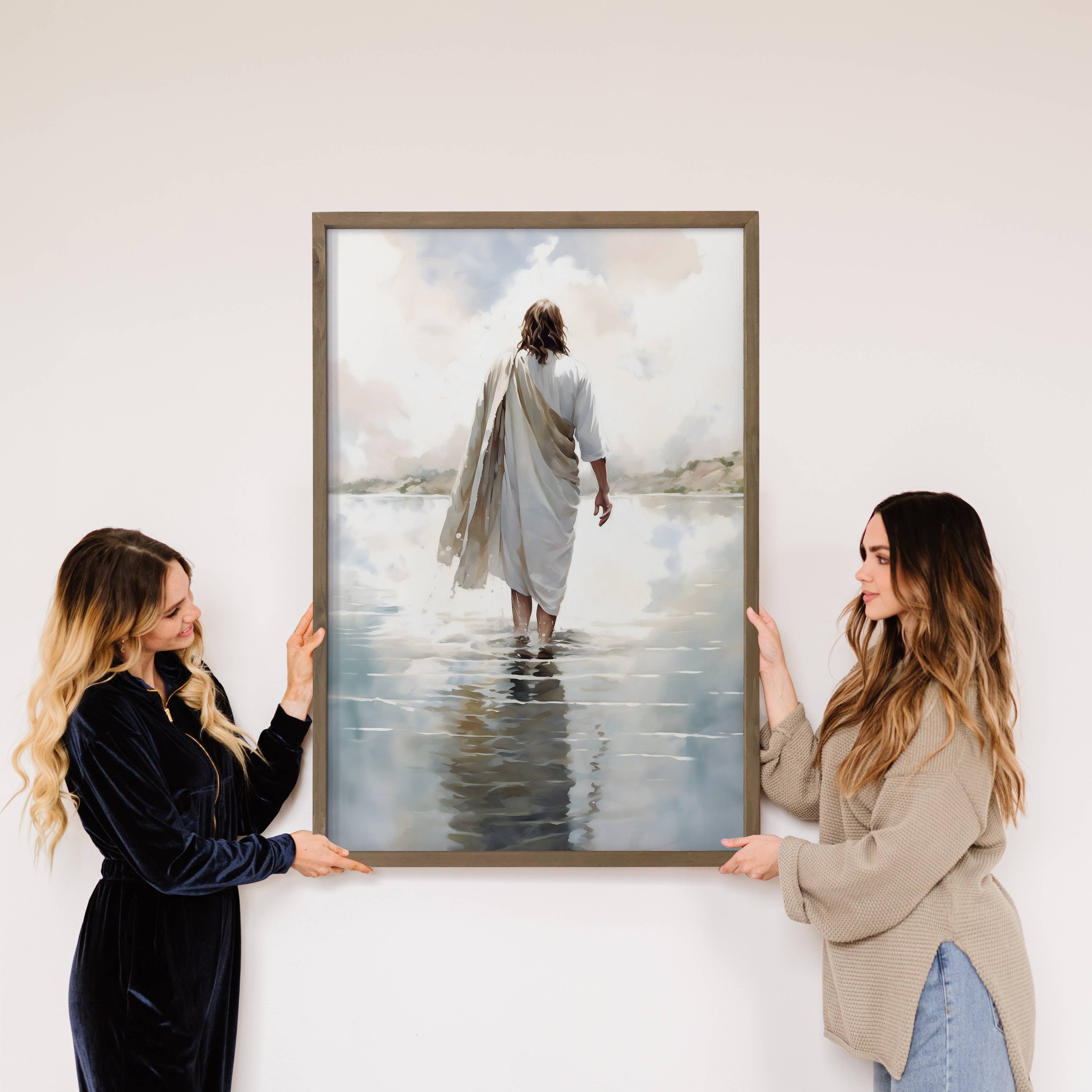 Hangout Home - Wholesale Art Print - Jesus Walking on Water - Jesus Canvas Art - Wood Framed Art4