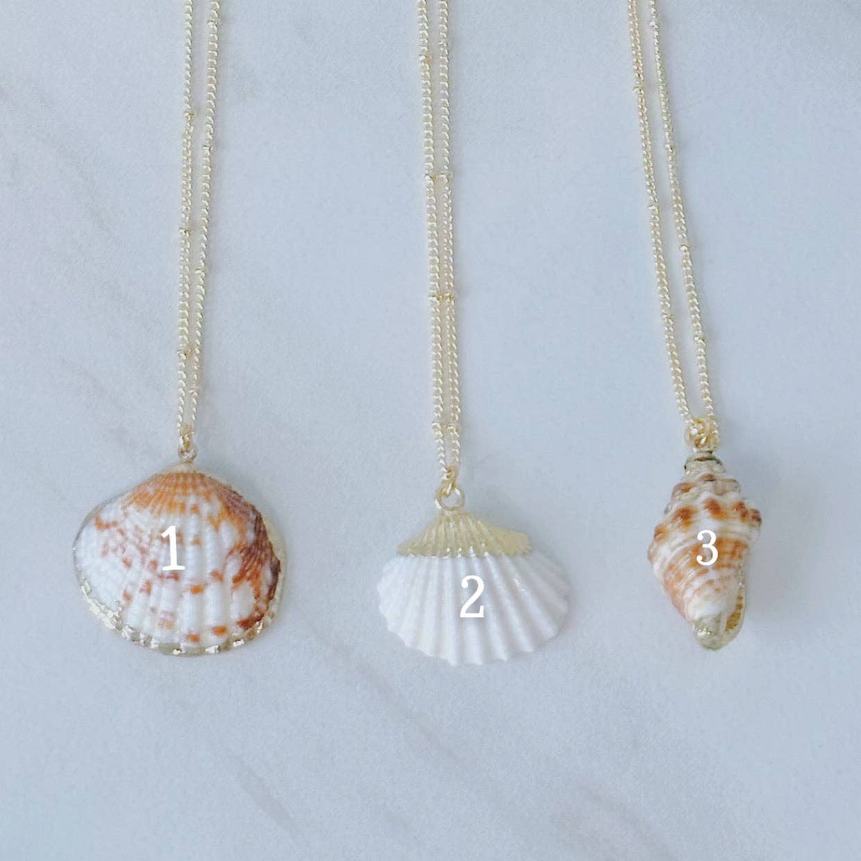 Salt & June - Wholesale Pendant/Charm Necklace - Gold seashell necklaces0