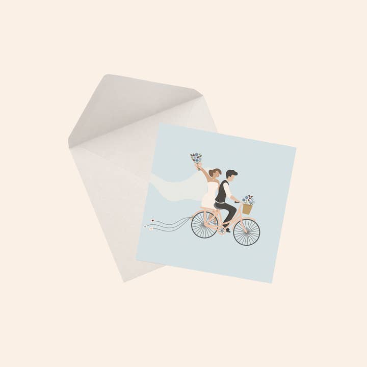 Flora and Mae Creative - Wholesale Wedding card - Wedding Bicycle Greeting Card