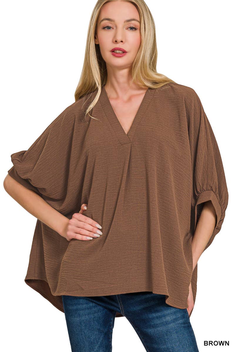 Vanilla Monkey – Engroshandel Bluse - Dame – Vævet Airflow V-hals Puffetrøje med halve ærmer8