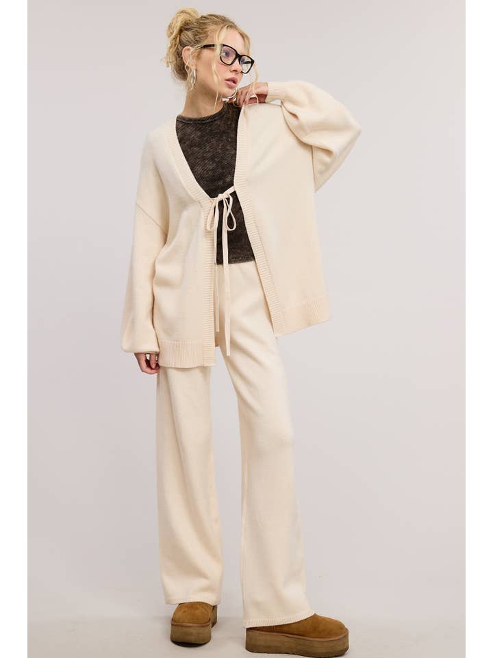 Mimosa - Wholesale Lounge Set - Women's - Tie Knit Cardigan and Pants Matching Set8