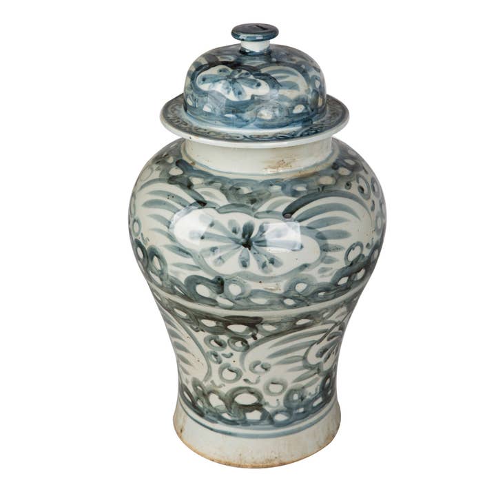 Legend Accents - Wholesale Decorative Jar - Blue and White Sea Flower Temple Jar Small2
