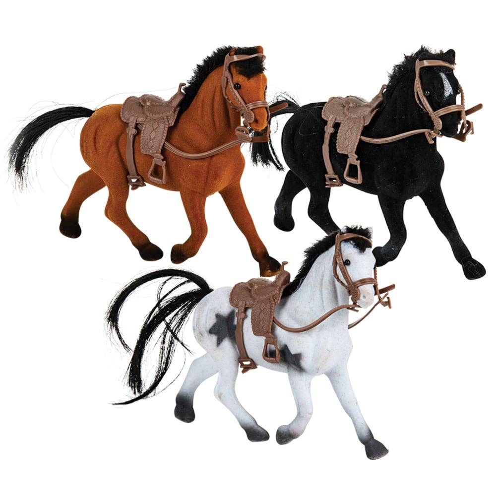 La Luna Bella - Toys - Vendita all'ingrosso Giocattolo classico - Bambini - Giocattoli per bambini LLB FLOCKED HORSES da 4"4