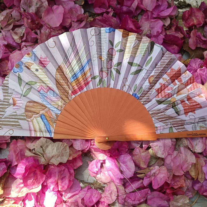 Terra Lusa - Wholesale Handheld Folding Fan - Embroidered Fan from Castelo Branco - Phoenix3