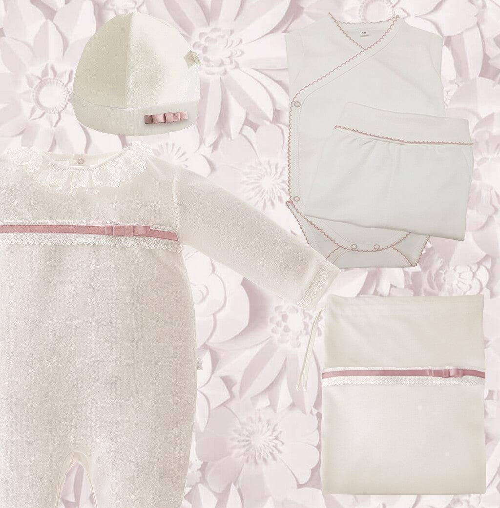 Pim-Pam-Pum – Großhandel Bekleidungsset – Baby – Erstes Outfit Mini Romantic 1 Beige/Altrosa0