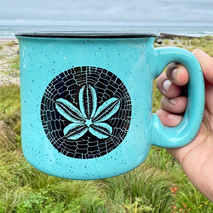 Sand Dollar 15oz Ceramic Campfire Mug for wholesale by Salty Raven Glassware