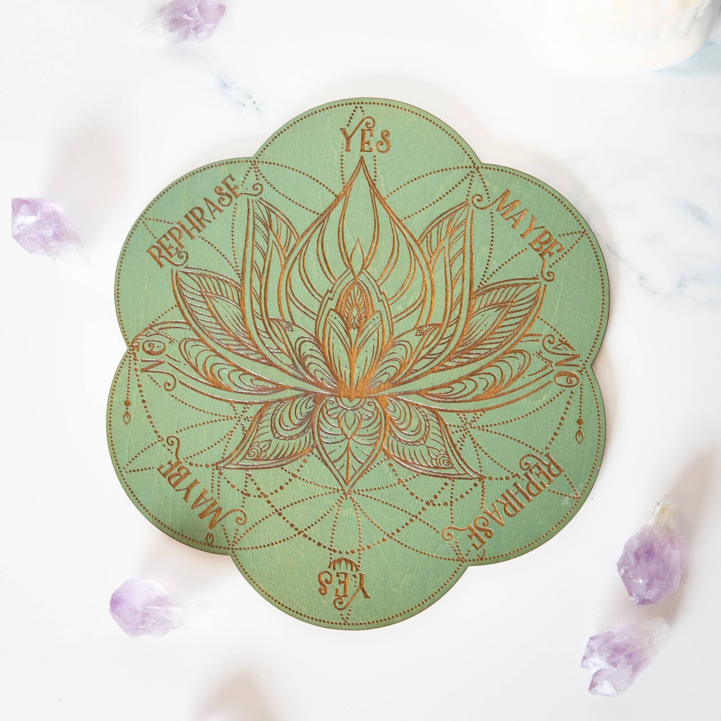 Ink and Flowers Designs - Wholesale Pendulum Board - Sage Lotus pendulum board