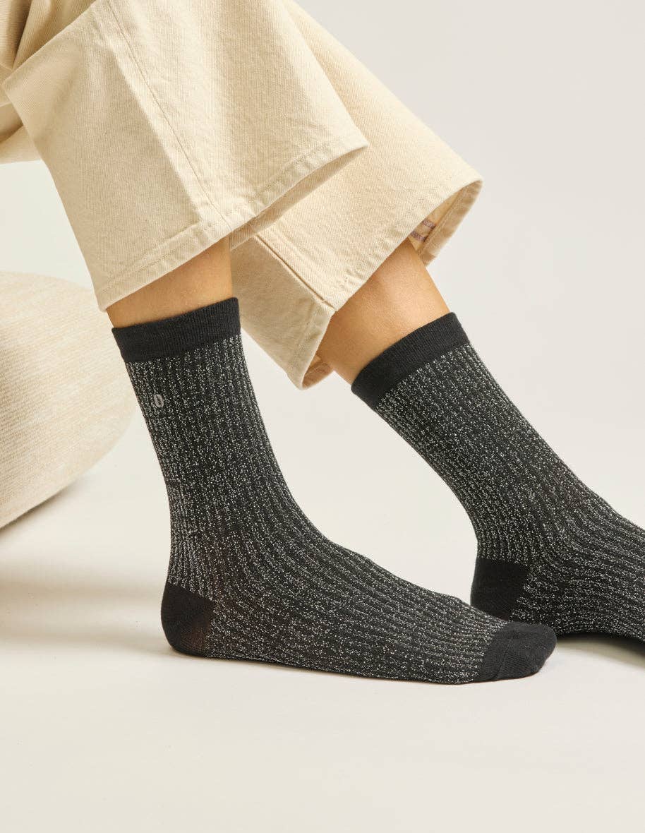 ODAJE - Wholesale Socks - Unisex - Pack of 3 Socks - New Ribbed Black Silver Champagne3