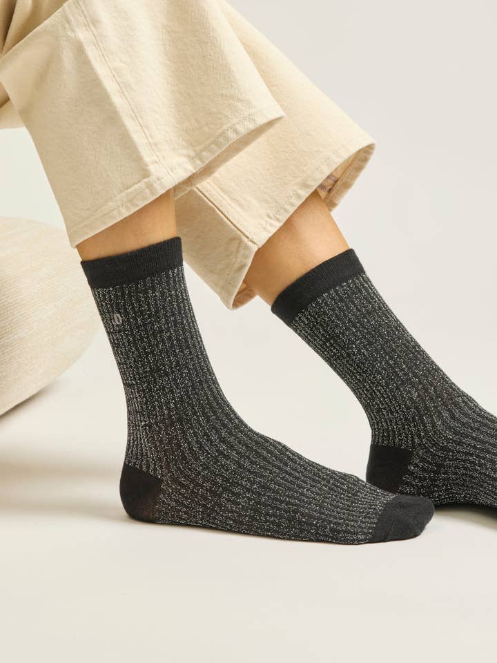 ODAJE - Wholesale Socks - Unisex - Pack of 3 Socks - New Ribbed Black Silver Champagne3