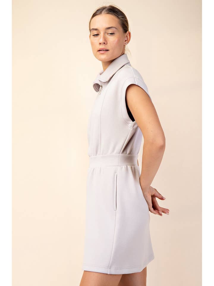 Rae Mode - Wholesale Dress - Women's - MODAL SCUBA LUXE HALF ZIP MINI DRESS