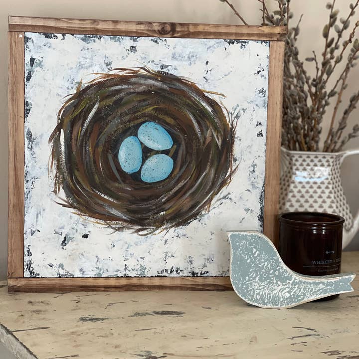 STUDIO527 - Wholesale Painting/Drawing - Bird Nest painting/spring decor/wall art/living room decor