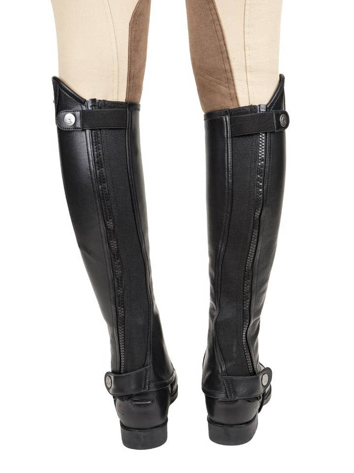 Black Lettia Adult London Leather Half Chaps for wholesale on Faire