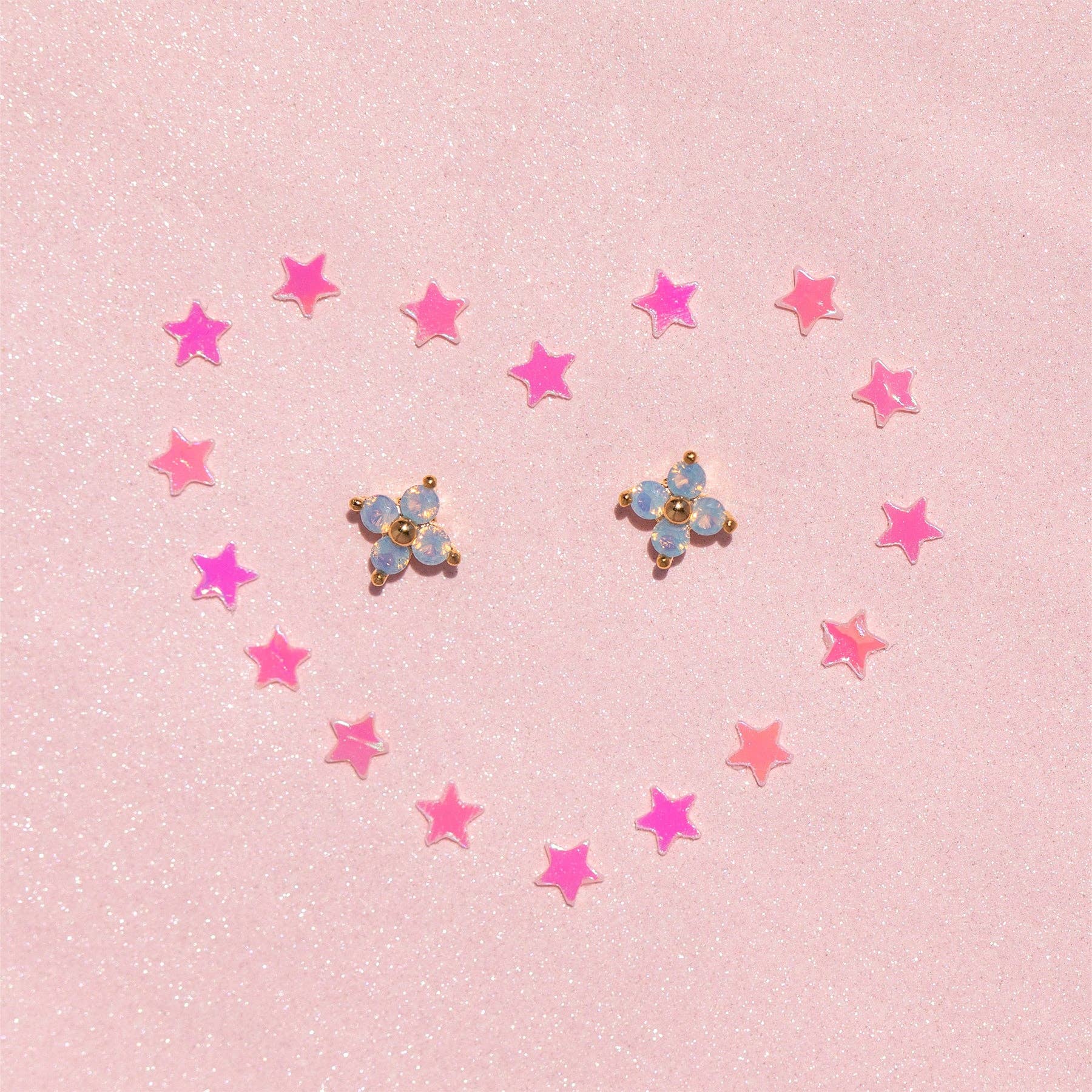 Girls Crew - Wholesale Stud/Post Earrings - Teeny Tiny Blue Blossom Studs11