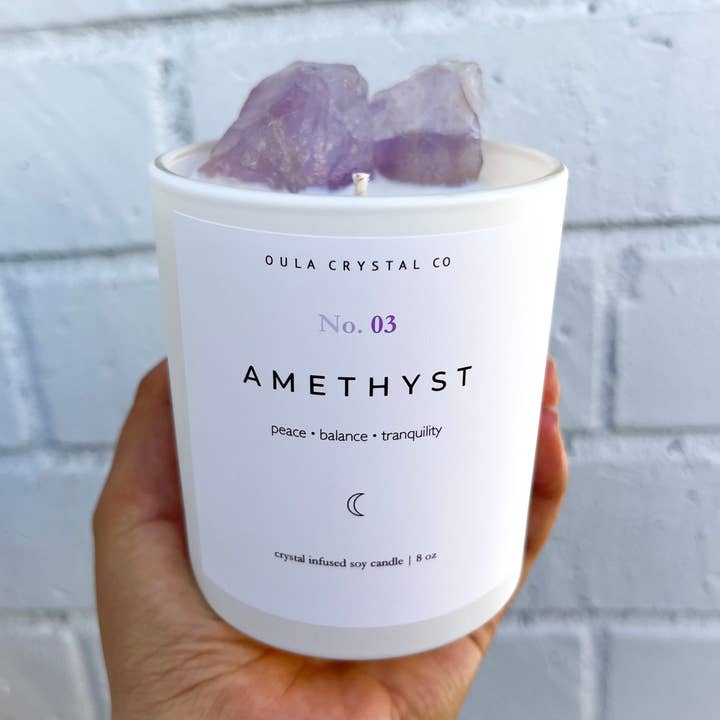 Amethyst Crystal Candle · Crystal Infused · 8oz · Wholesale and other Purchase Wholesale ou trouver des epices. Free Returns & Net 60 Terms on Faire trending on Faire.