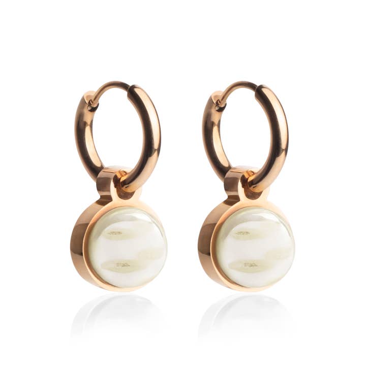 Mix & Match bøjleøreringe med vedhæng • rosé/perlehvid• 12mm for engroshandel hos ALEXASCHA