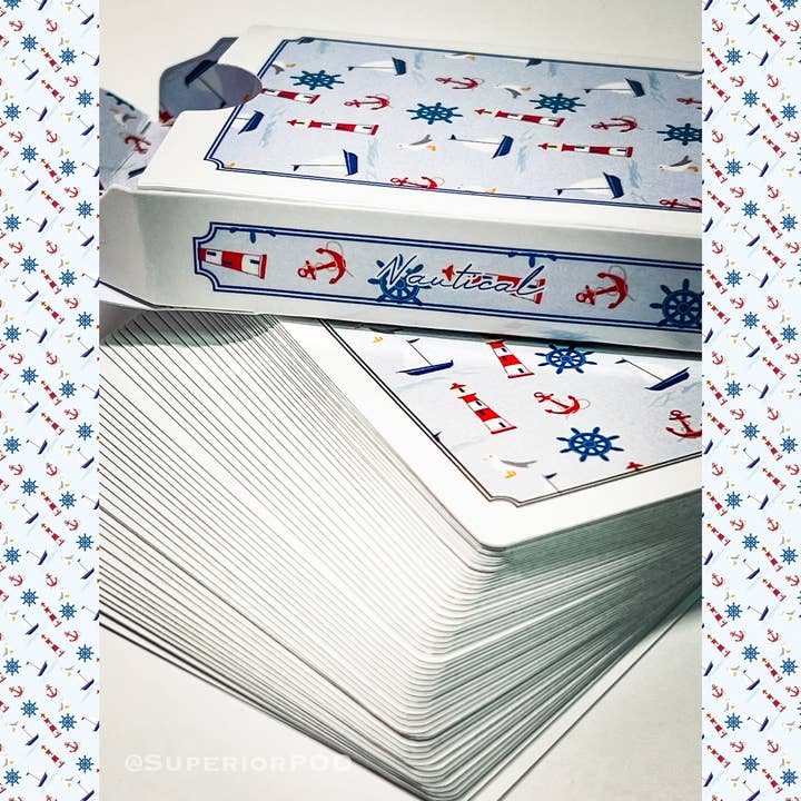Superior Print on Demand - Wholesale Playing Cards - NAUTICAL Playing Cards, Sail Boat, Anchor, Lighthouse