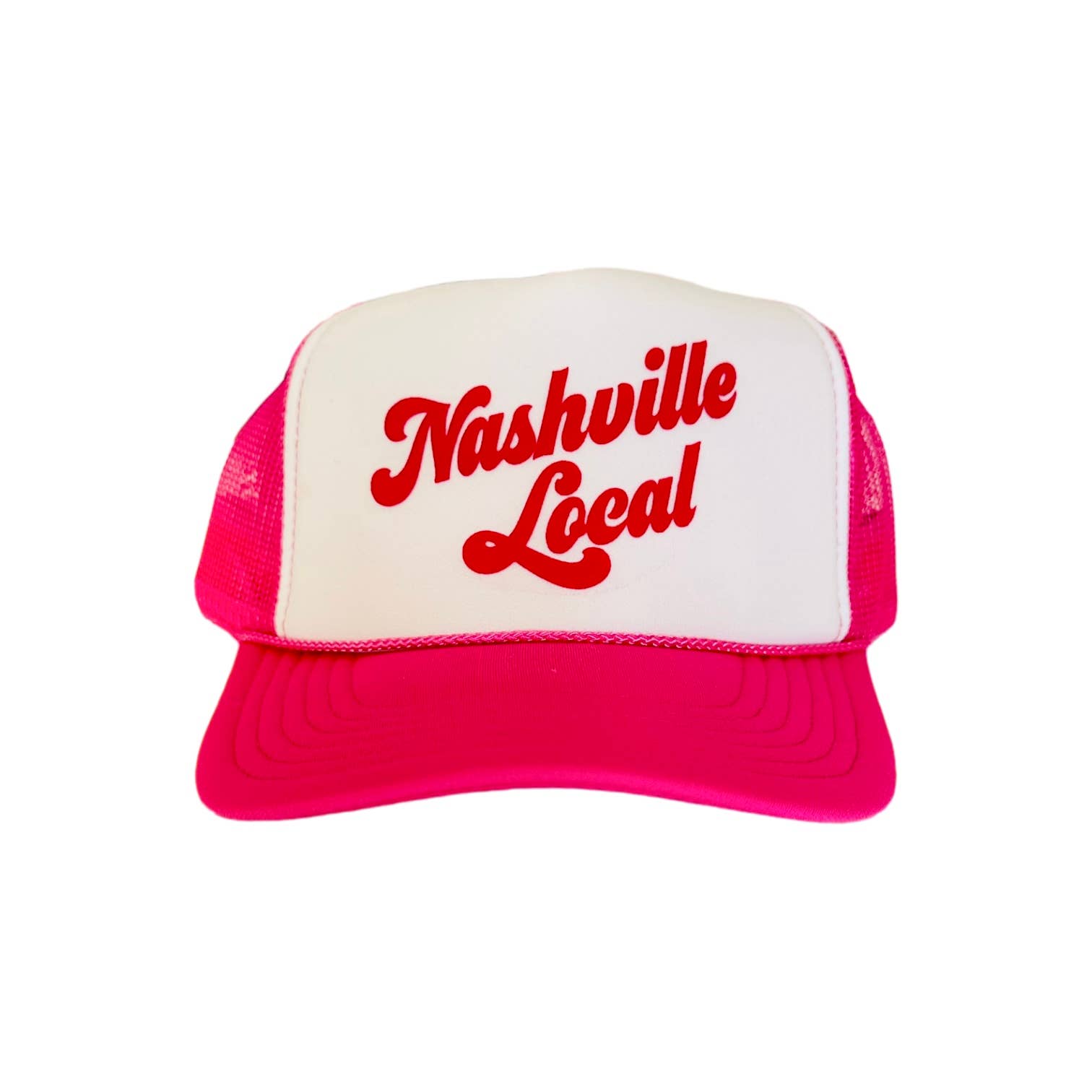 Littlebrightbird - Wholesale Trucker Hat - Unisex - CUSTOMIZE - 'Local' White/Hot Pink Trucker