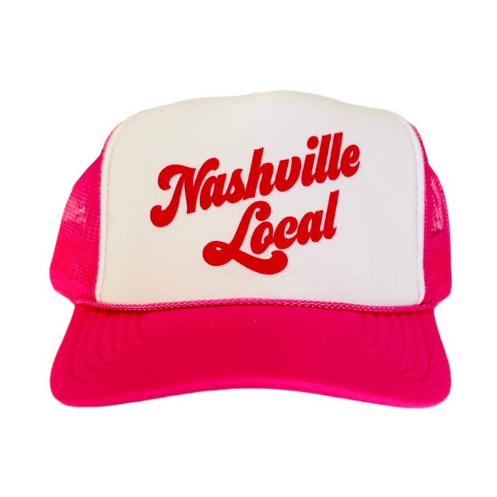Littlebrightbird - Wholesale Trucker Hat - Unisex - CUSTOMIZE - 'Local' White/Hot Pink Trucker0