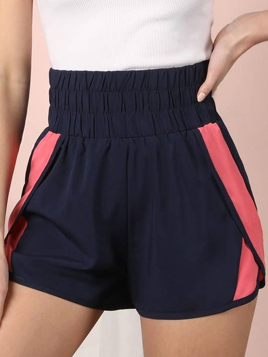 CWBSP143_High Waistband Comfy Shorts with Contrast Detail for wholesale by NINEXIS