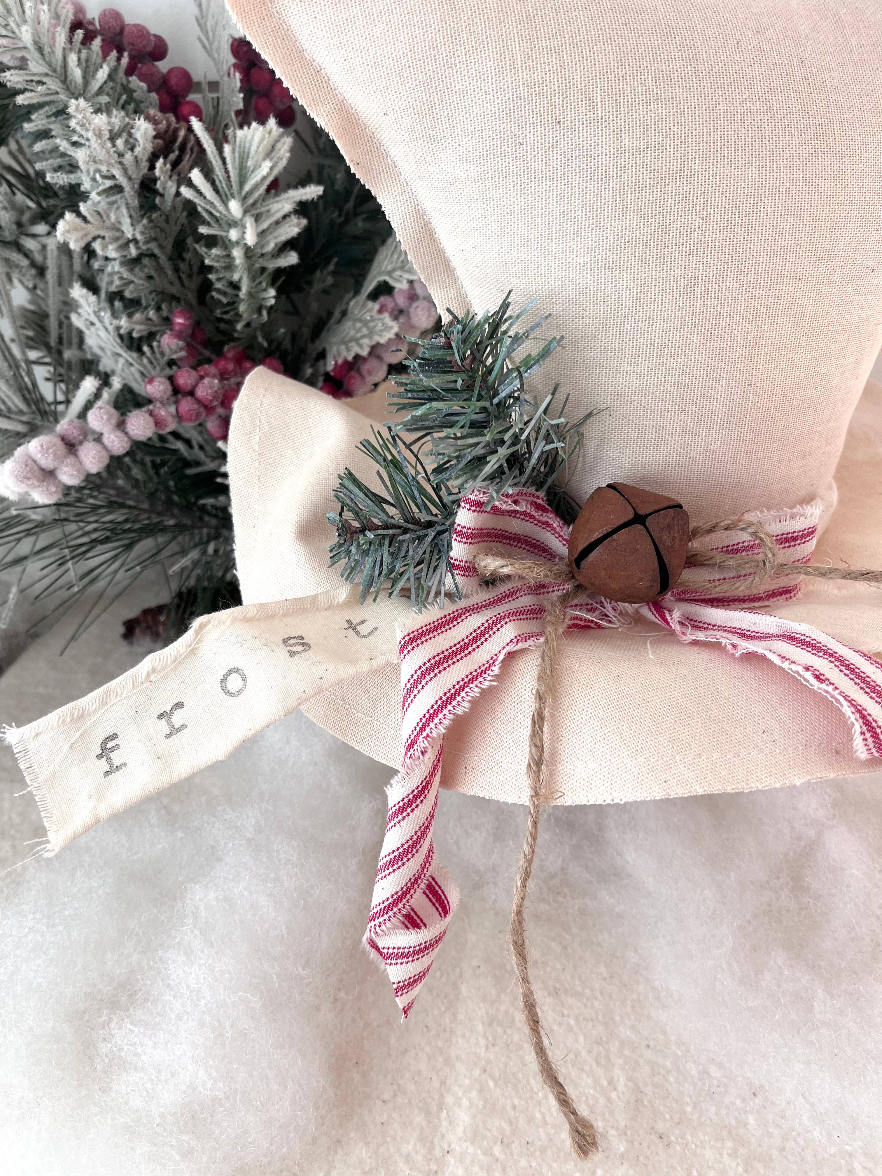 Kate + Em - Wholesale Christmas Decoration - Primitive Frosty Hat Holiday Christmas Decor-Red Natural 1