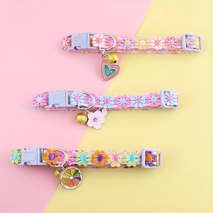 DIYSTORE - Wholesale Pet Collar - Cat - 1pc Lace Pet Collar, Adjustable Cat Collar with Pendant, Suitable for Small Cats and Dogs