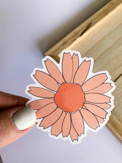 Pink Meg Ann Flower, Sticker for wholesale by Amalie Maren Designs