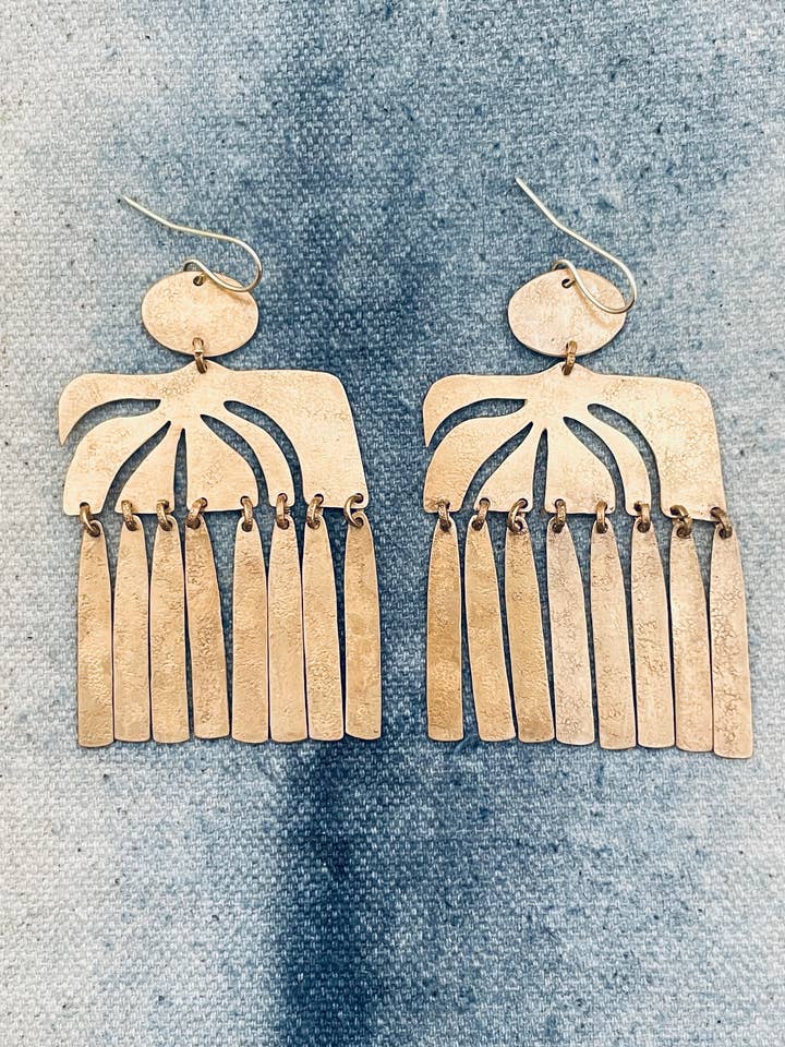 Brass Earrings, Bohemian Contemporary Handmade Jewelry for wholesale by Gulushu