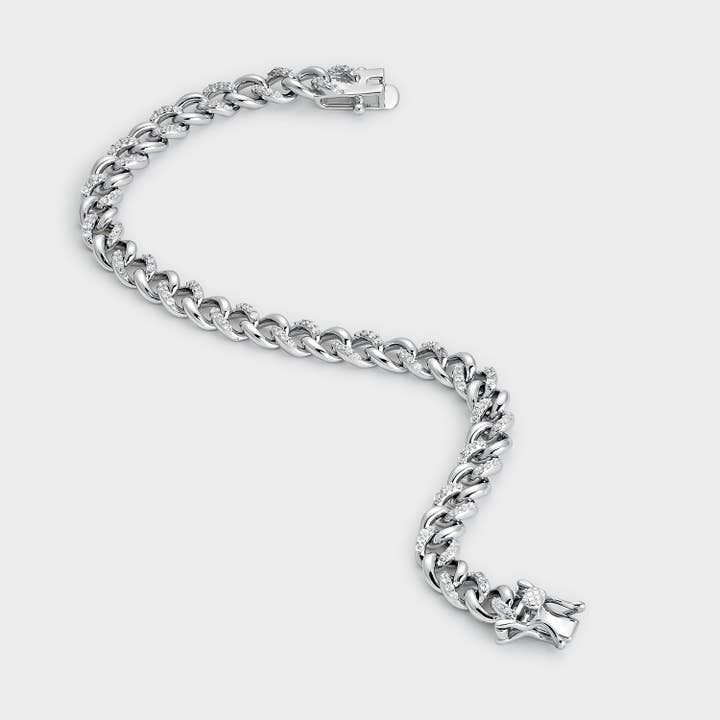 Itemporality - Wholesale Link & Chain Bracelet - Silver bracelet with interlocking links and zircons1