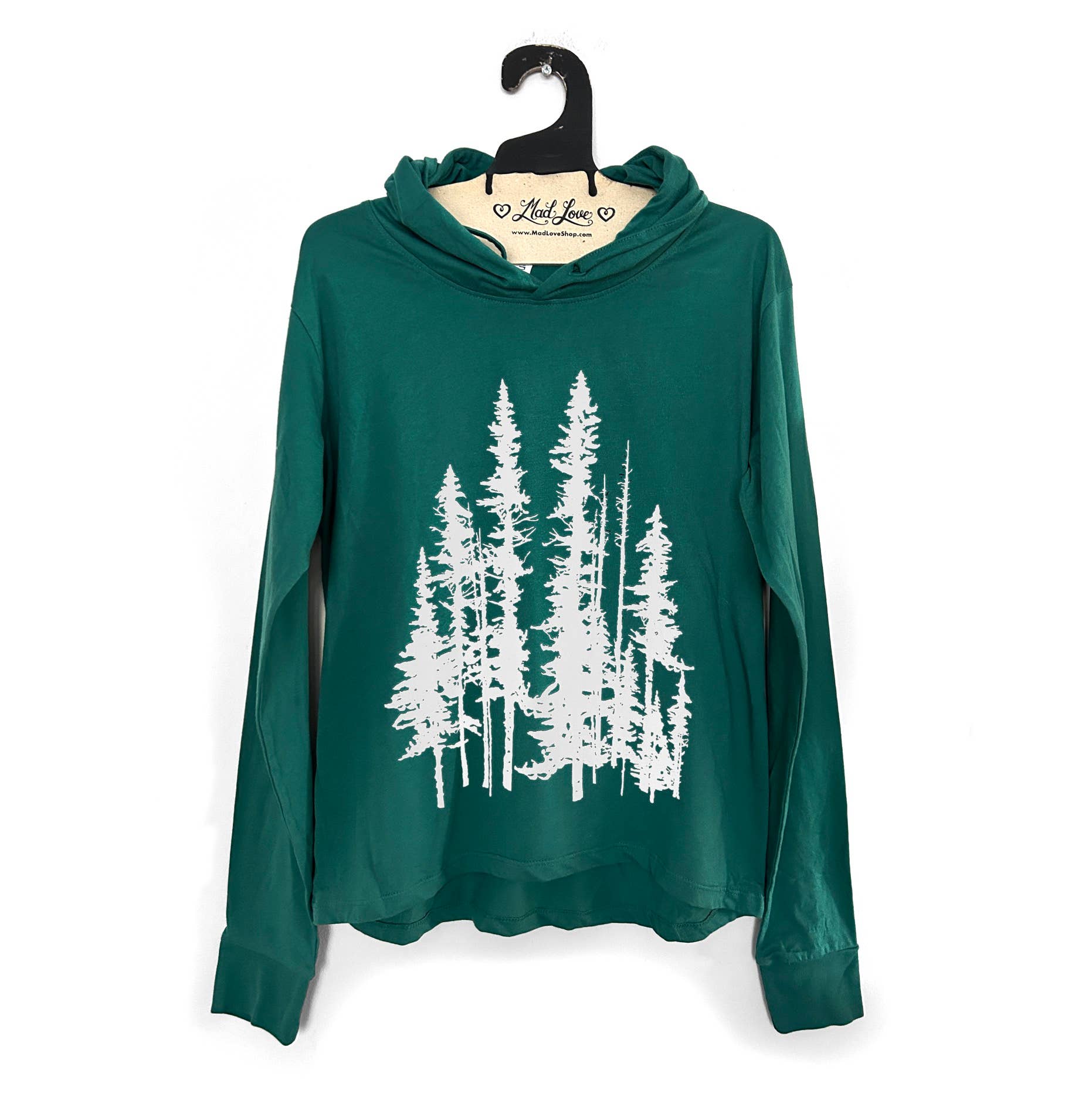 Mad Love Shop - Wholesale Hoodie - Women's - Ladies Green Lightweight Long Sleeve Hooded Tee Evergreens3