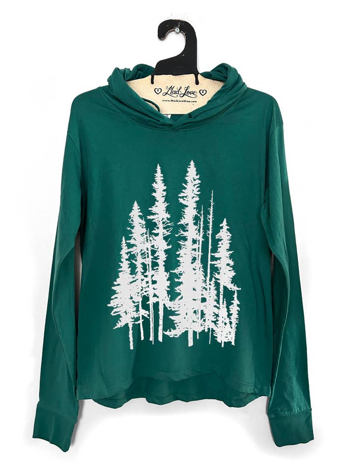 Mad Love Shop - Wholesale Hoodie - Women's - Ladies Green Lightweight Long Sleeve Hooded Tee Evergreens3