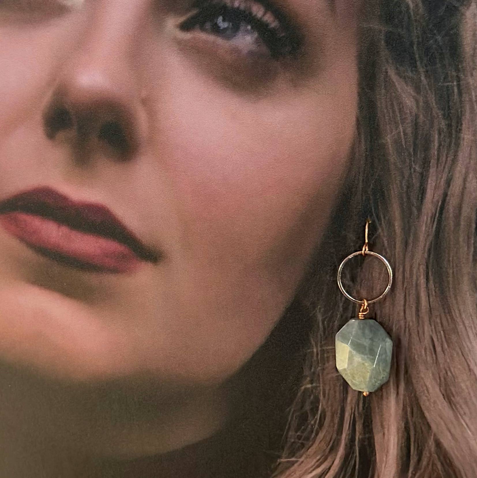 MergingMetals - Wholesale Hoop Earrings - Faceted Labradorite Drop Earrings4