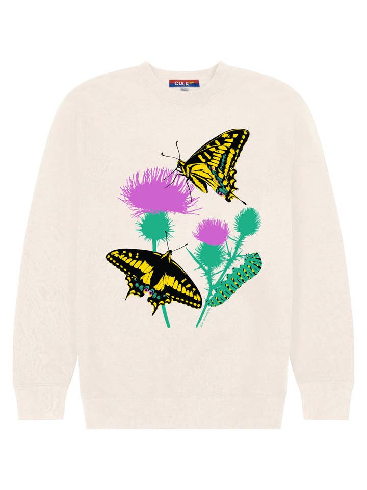 Culk – wholesale Graphic sweatshirt – Unisex – Butterfly Garden Crewneck Cream by Jen Kindell