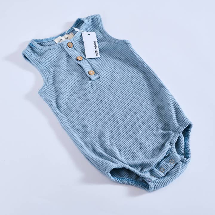 Milk Addict organic cotton waffle suit - Ice Blue for wholesale by Milk Addict
