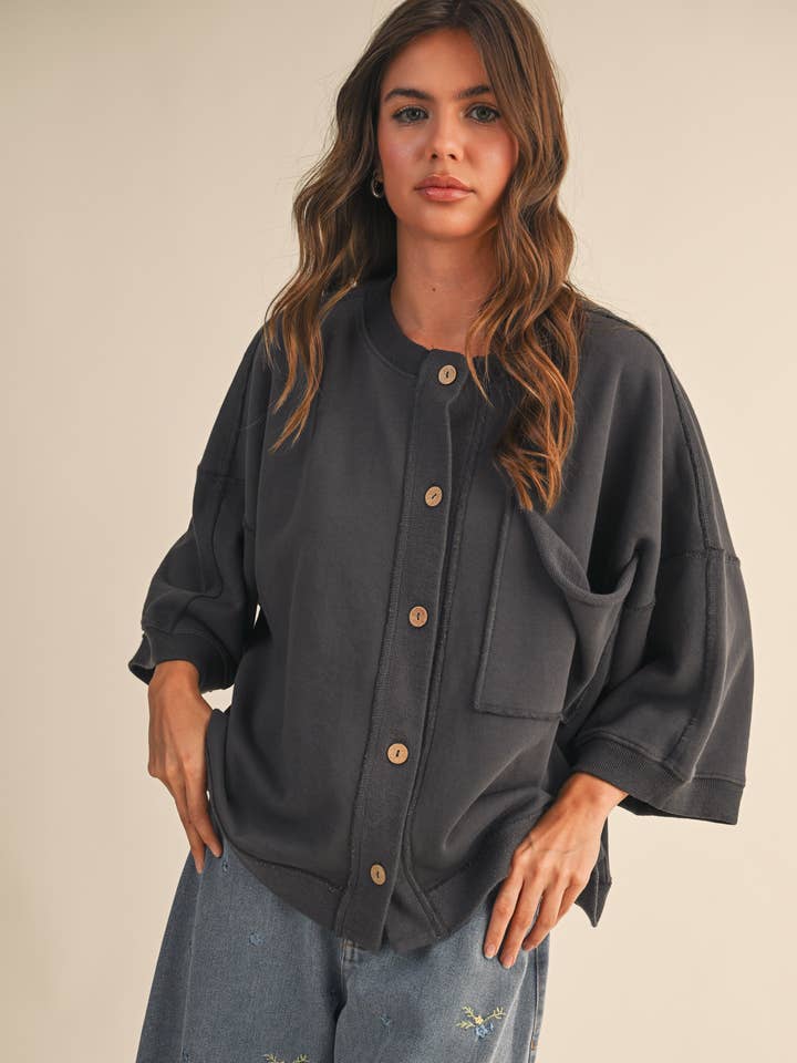 Klesis - Vente Chemise à col boutonné – femme - IJ1589 CHEMISE UNIE SURDIMENSIONNÉE À BOUTONS ET POCHE AVANT6