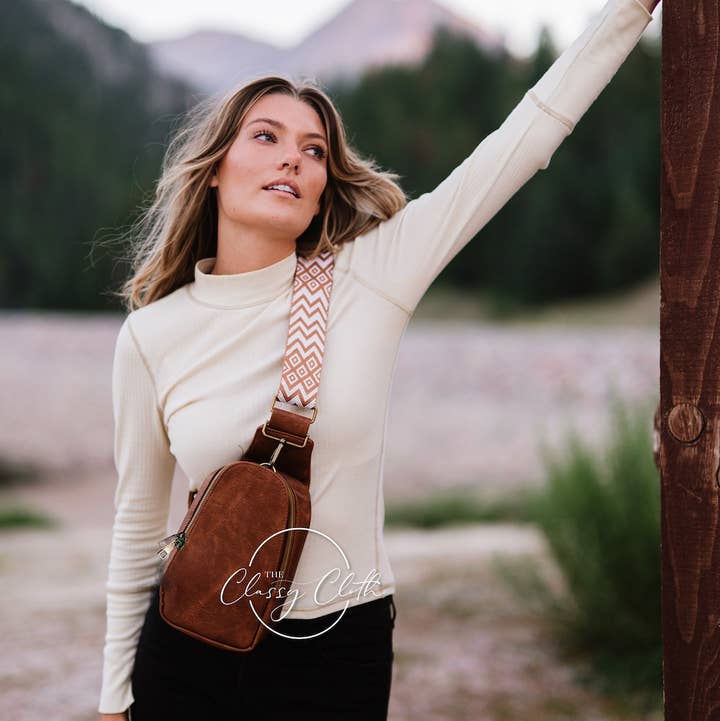 The Classy Cloth WS - Venta al por mayor Bandolera - Mujer - Sarah Bandolera de Hombro - Zig Zag Marrón RTS0