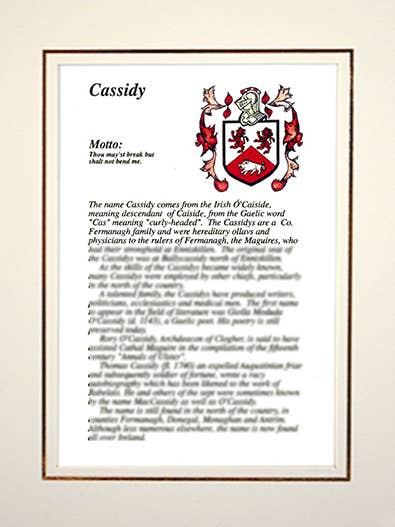 Cassidy pour la vente par Family Histories