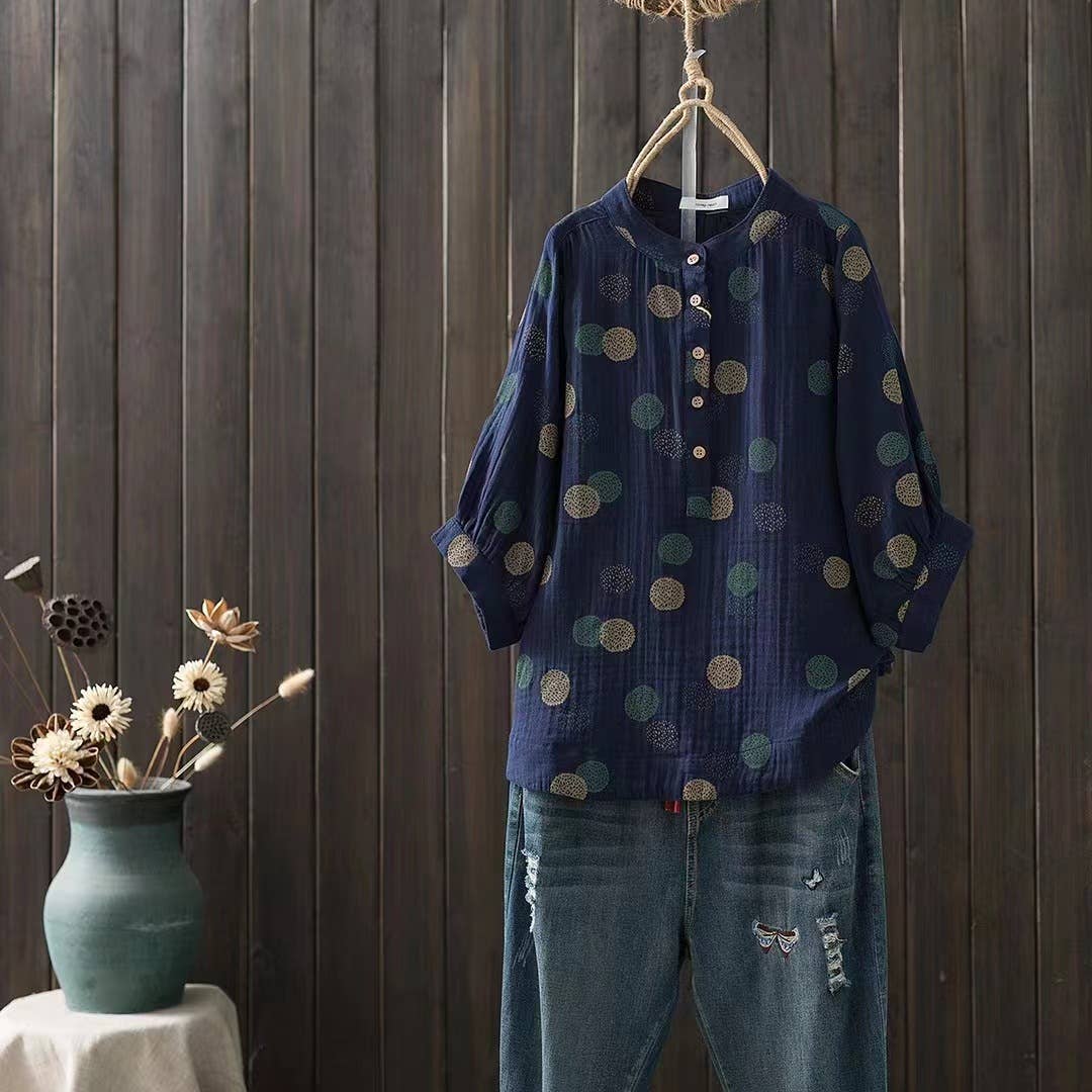 Whisper Mint - Wholesale Blouse - Women's - Double-Layer Cotton Gauze Shirt Blouse Loose-Fit Blouse4