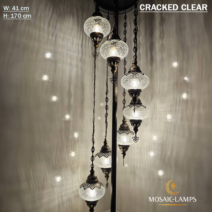 Mosaic Lamps – Engroshandel Gulvlampe – 7 Cracked Clear Globe tyrkiske gulvlamper, Stue Bedsi3