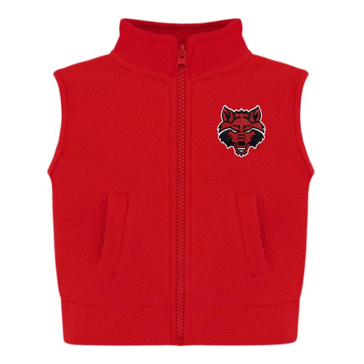 Arkansas State Red Wolves Kids Polar Fleece Vest for wholesale by Creative Knitwear