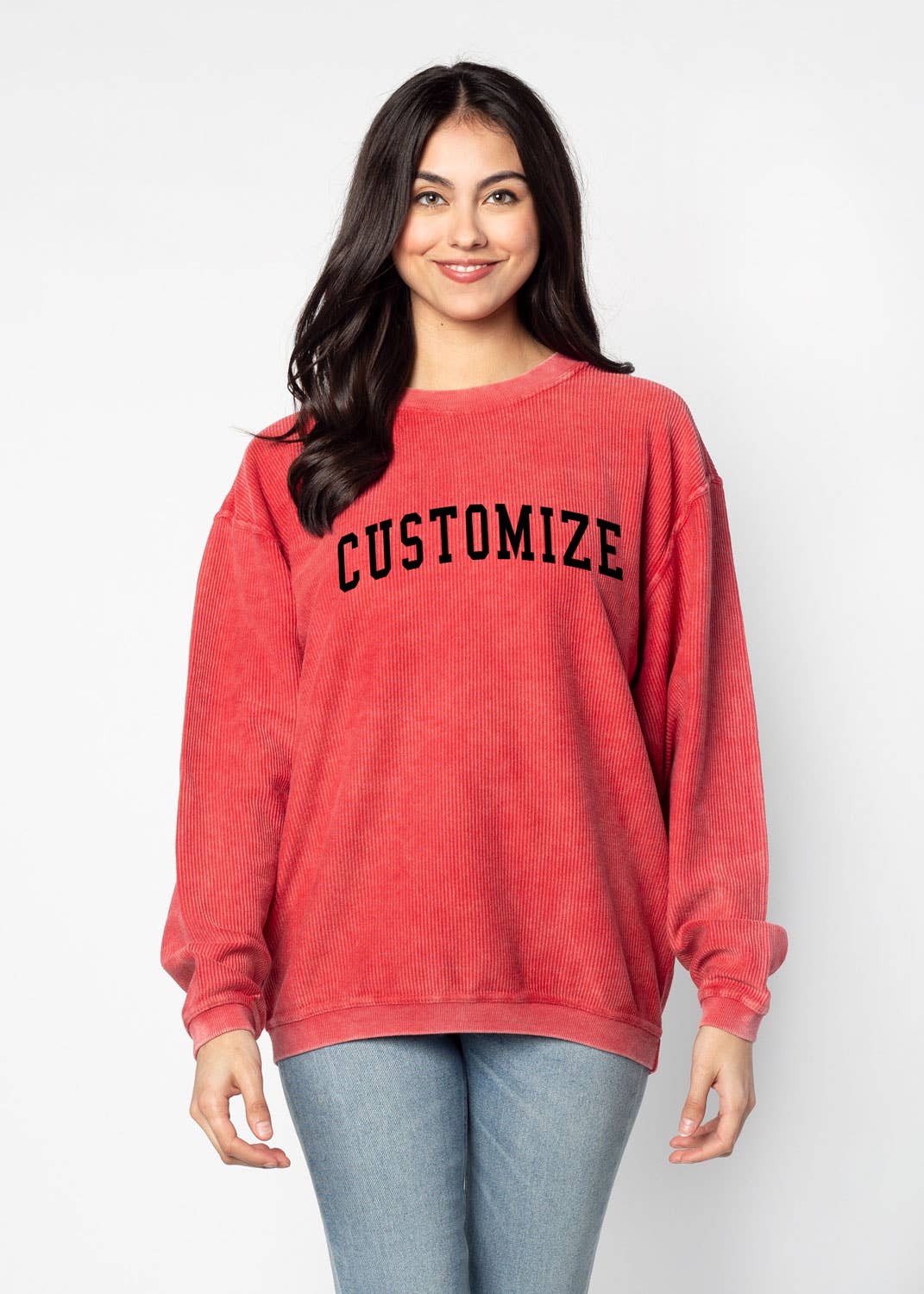 chicka-d – Großhandel Sweatshirt mit Grafikdruck – Damen – Die originale Custom Graphic Corded Crew, Collegiate Arc18