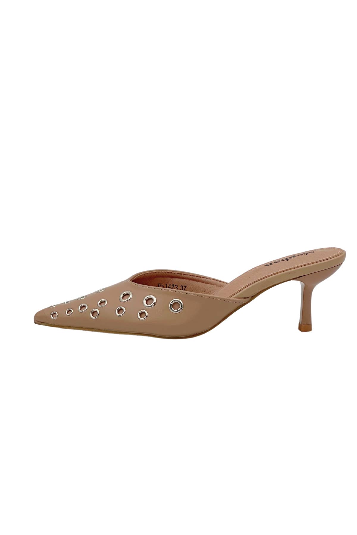 Stephan Paris - Wholesale High Heels - Women's - Pointed Mules with Metal Eyelets P-14238