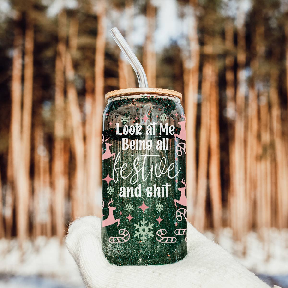 Gia Roma - Wholesale Drinking Glass/Cup - Vintage Christmas Glass Cups with Straw, Kitchen Decoration81