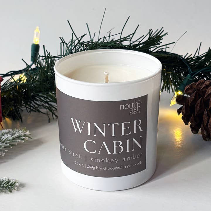 Winter Cabin | White Birch, Smokey Amber for wholesale by North + Ash Candles
