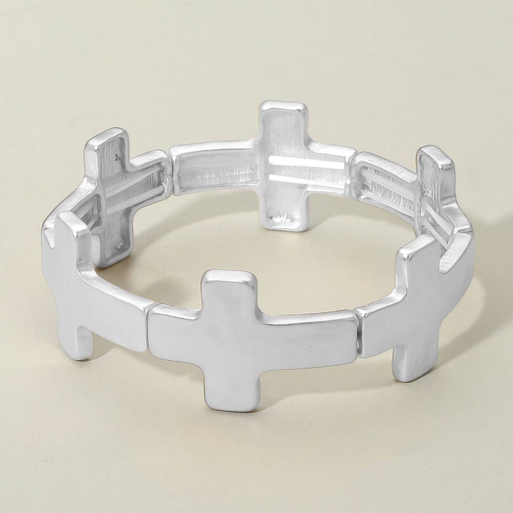 Sensibling Corp. - Wholesale Armband - Versleten metalen kruis stretch armband4