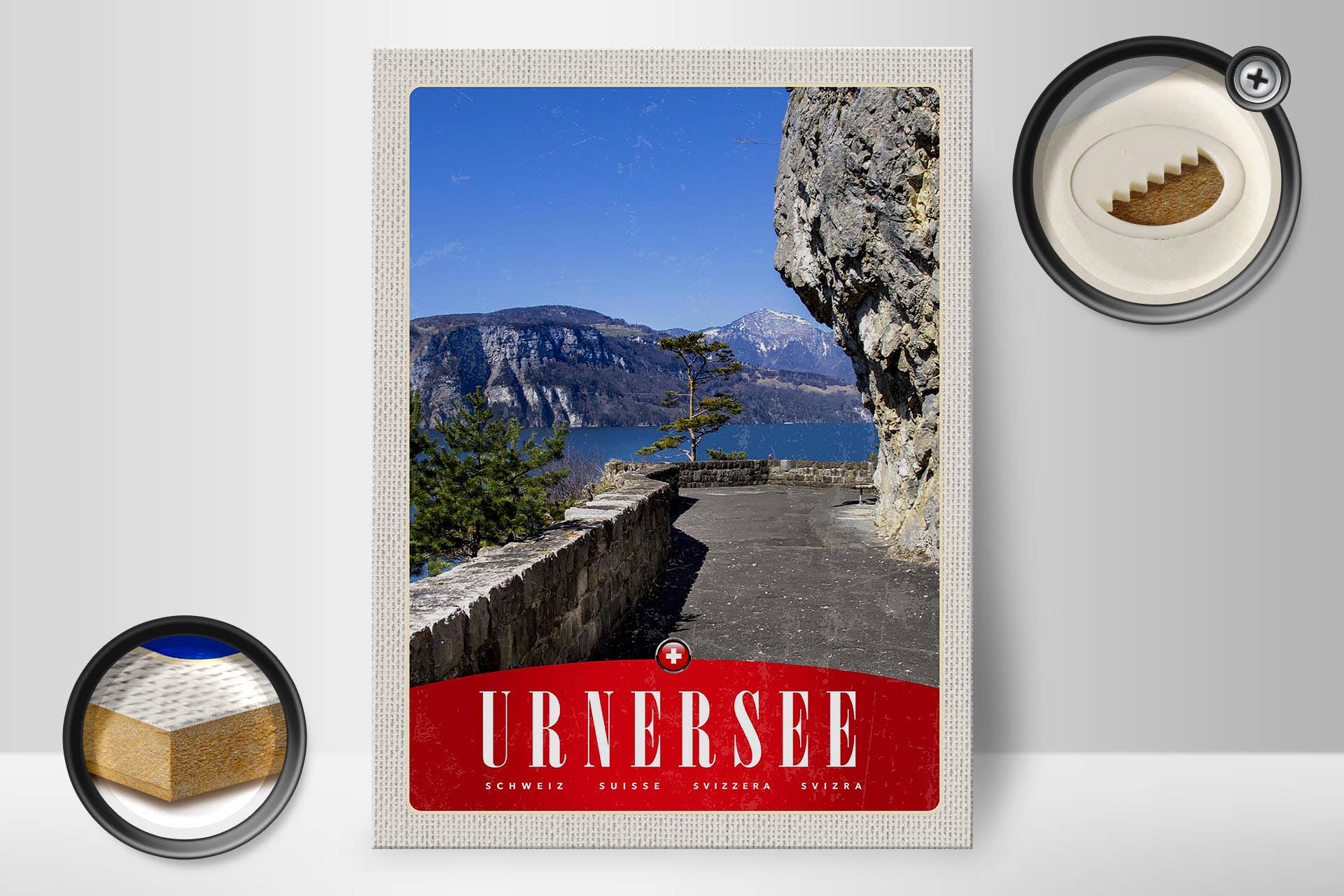 Femer - Wholesale Sign - Wooden sign 30x40cm Urnersee Switzerland mountains nature trees1