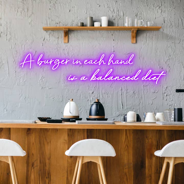 NexGenow - Wholesale Neon sign - Burger Balanced Diet - Neon Sign - Burger Neon4