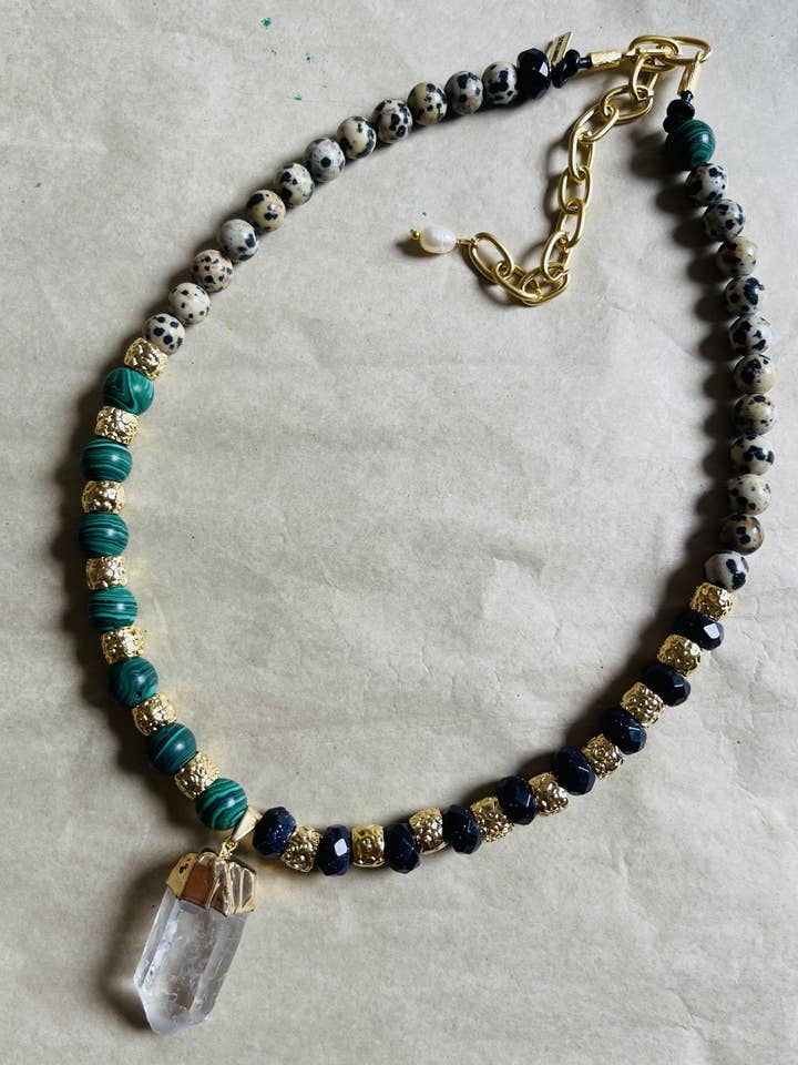 CHRYSALIS NECKLACE MALACHITE for wholesale by SUNNYDAZE JEWELRY