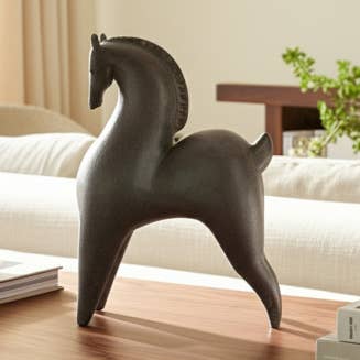 Figurine - Gray Resin Modern Curved Horse Decor, 12 in. for wholesale by Sagebrook Home