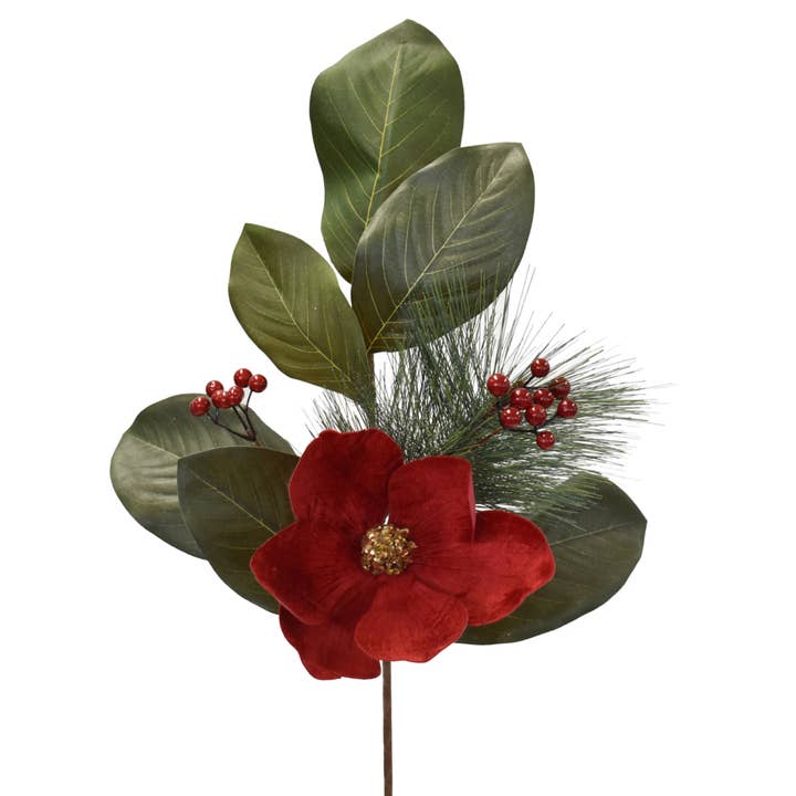 David Christopher's Collection - Wholesale Christmas Decoration - Royal Magnolia Berry Pick 25’’