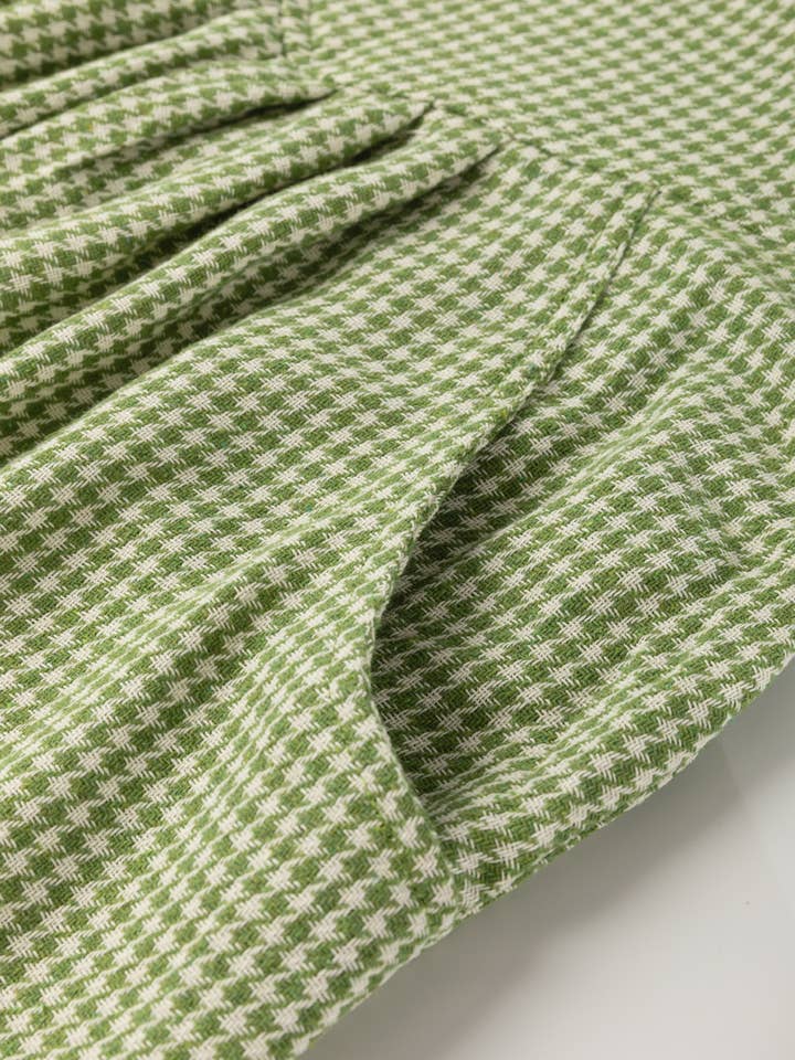 Green Gingham Wide Leg Loose Overall with Pockets for wholesale on Faire6
